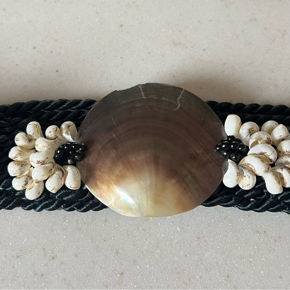 Vintage Black Rope Belt with Large Seashells Womens One Size - Picture 6 of 15